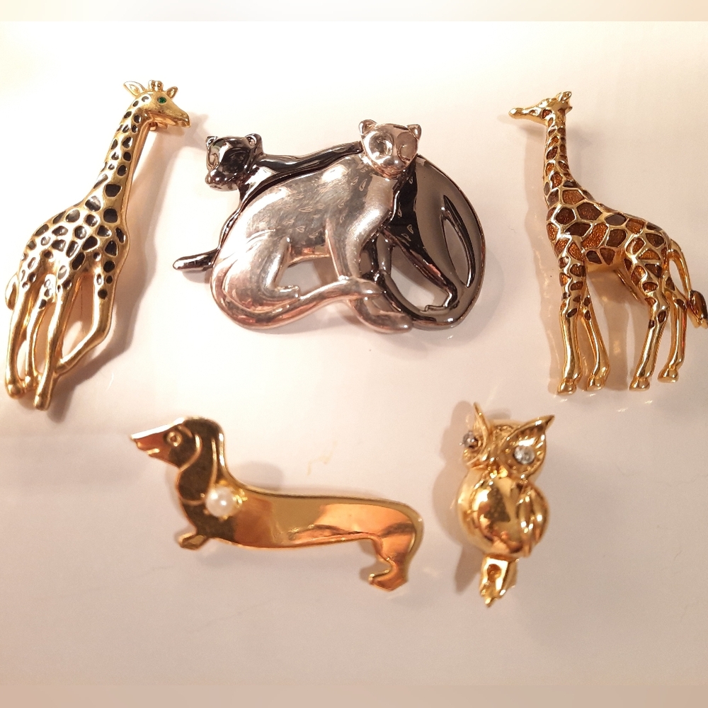 Gold and Silver Animal Brooch Set